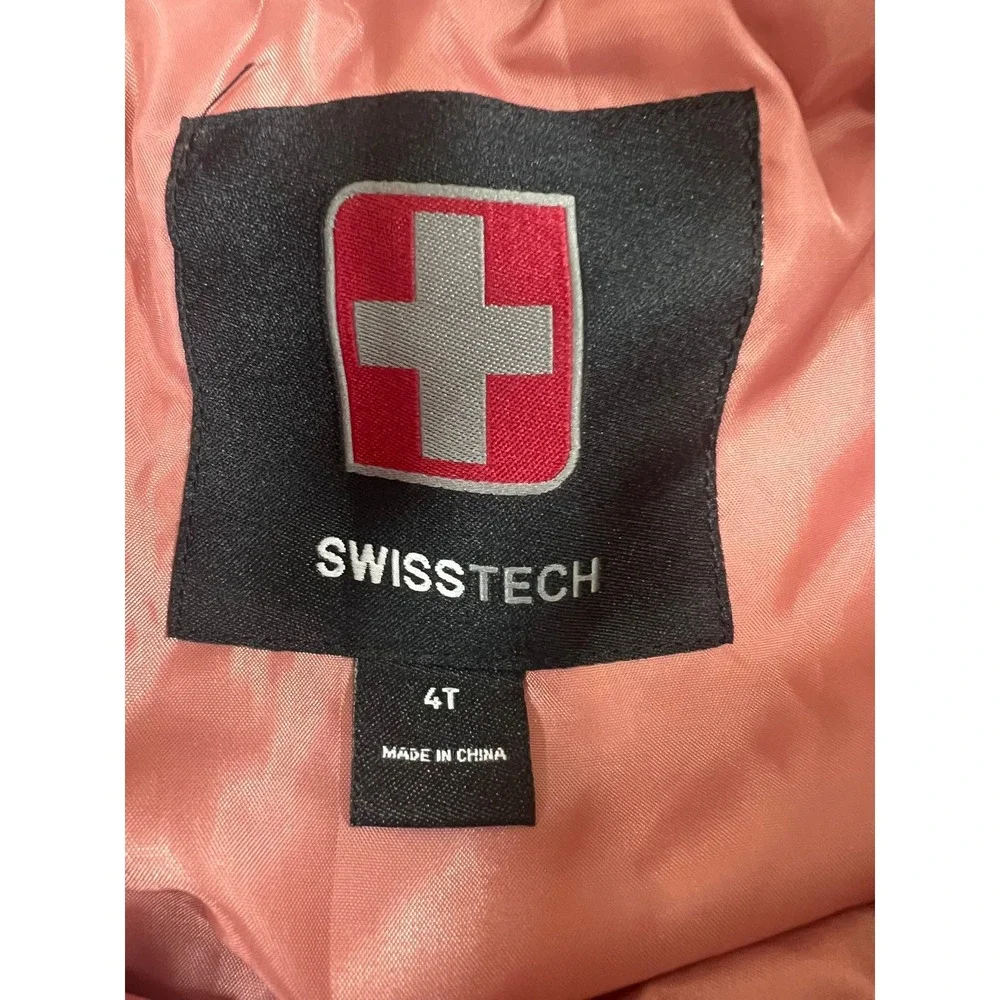 Swiss Tech Girls 4T 3-in-1 Systems Winter Jacket Pink Navy Abstract Fleece Liner